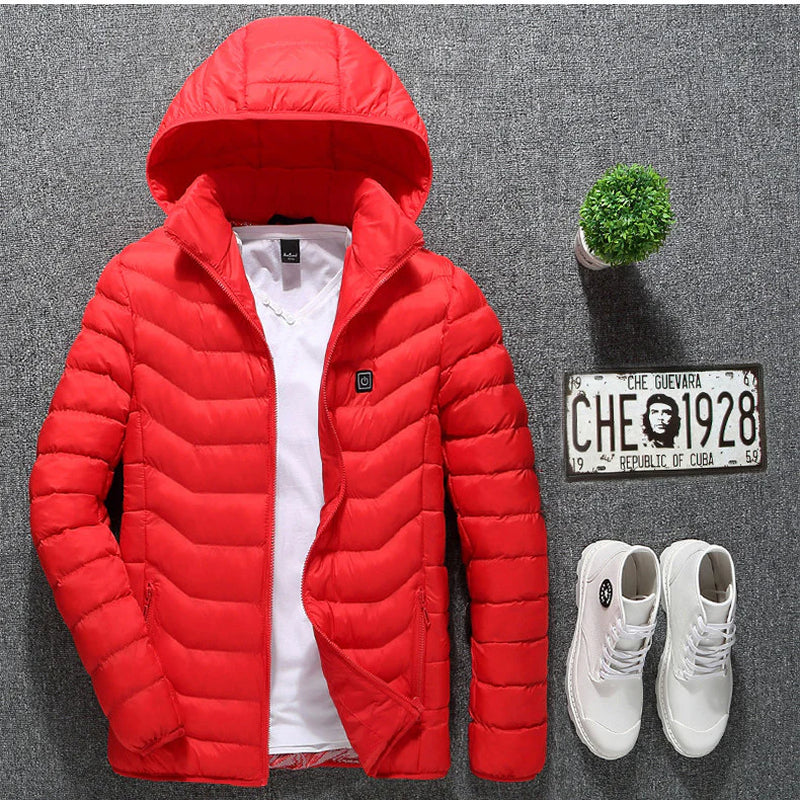 Men's USB Electric Heated Jacket - Thermal Cotton Coat for Winter Wear