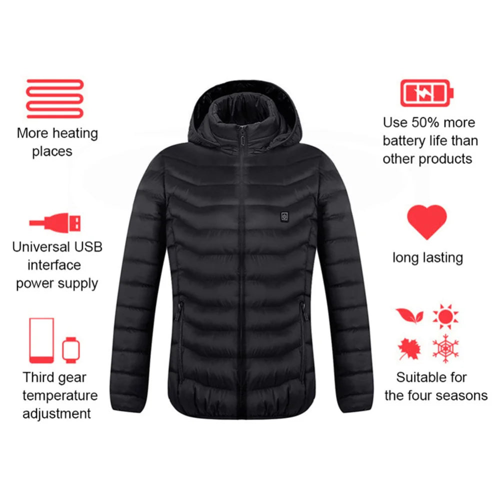 Men's USB Electric Heated Jacket - Thermal Cotton Coat for Winter Wear
