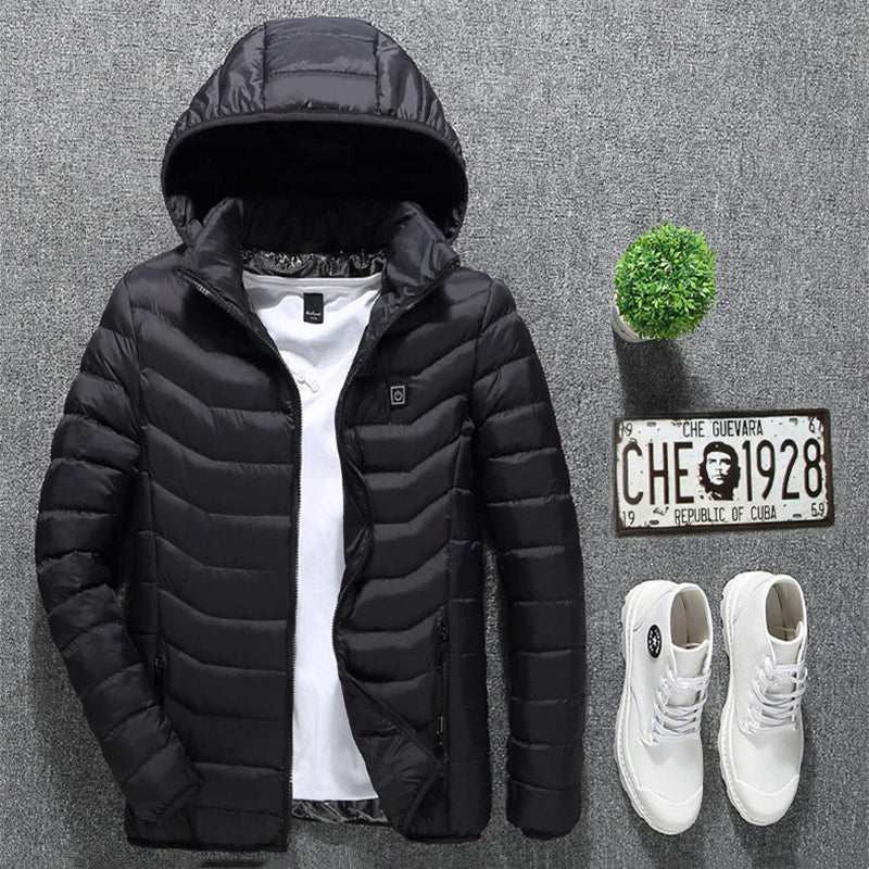 Men's USB Electric Heated Jacket - Thermal Cotton Coat for Winter Wear