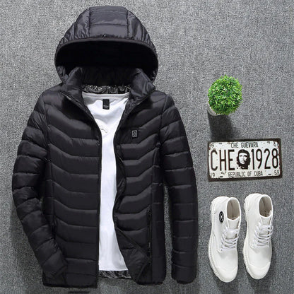 Men's USB Electric Heated Jacket - Thermal Cotton Coat for Winter Wear
